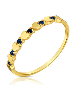 Golden heart ring with sapphire stones