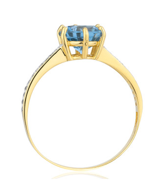 Engagement ring gold blue zirconia