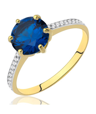 Blue stone in 14k gold ring