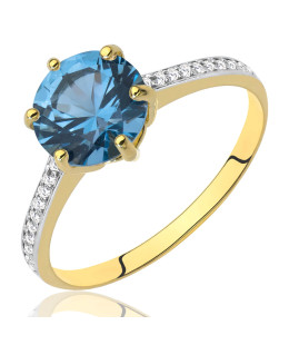 Engagement ring 14k blue zirconia