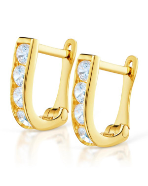 Earrings with blue cubic zirconia for communion 8k test