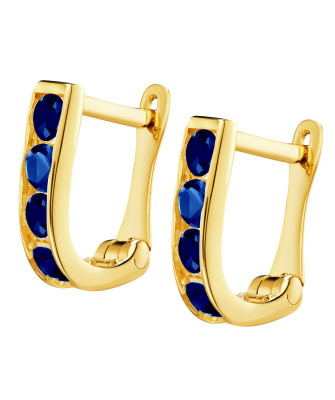Gold earrings for a girl blue zircons 8k test
