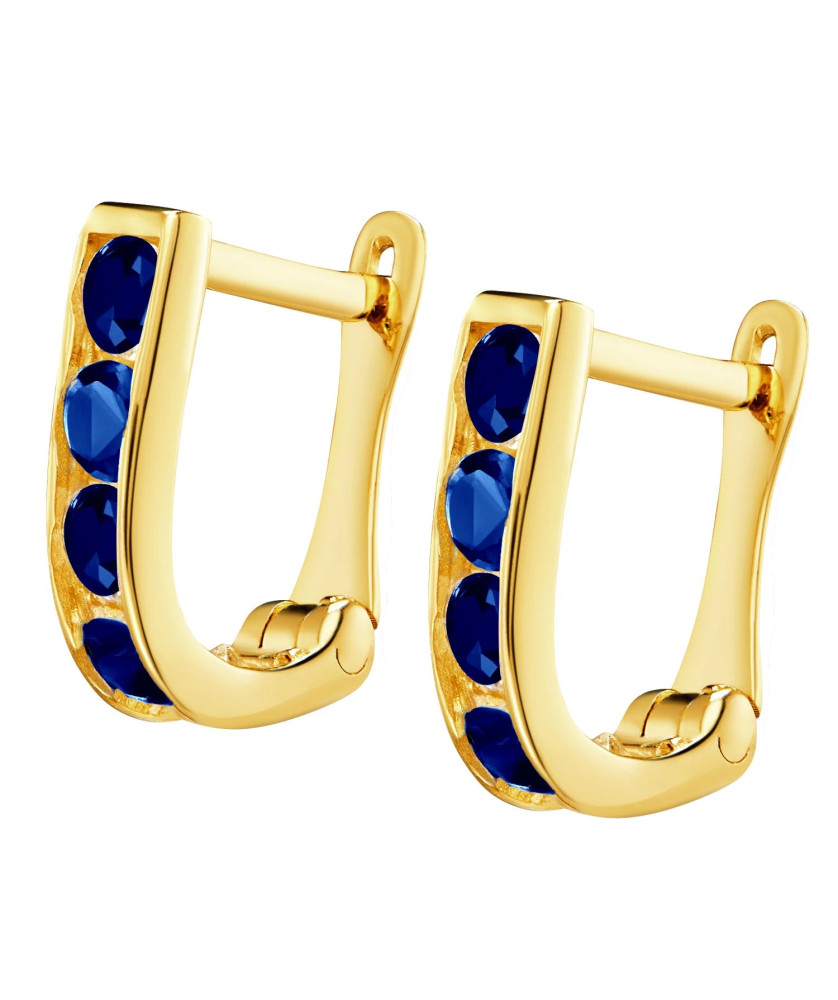 Gold earrings for a girl blue zircons 8k test