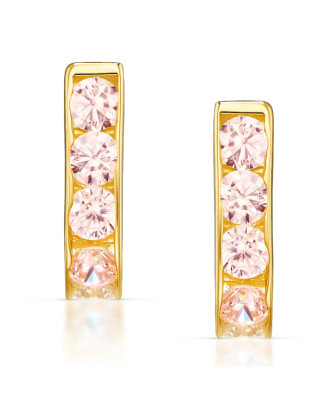 Earrings for a girl for communion pink zirconia 14k gold