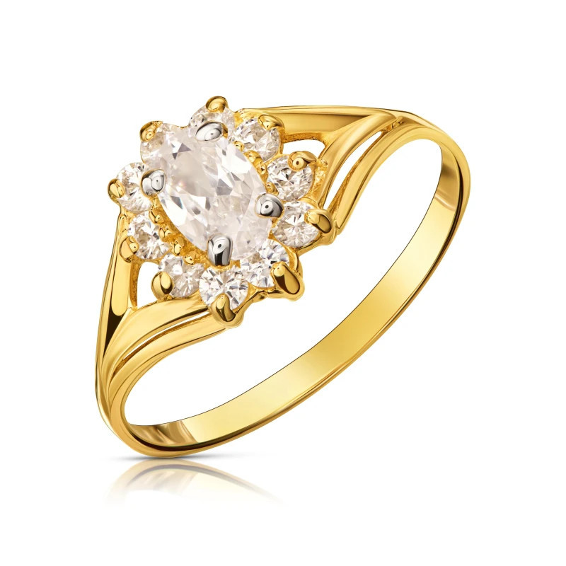 333 gold engagement ring with white zircons P2.982 | GoldJewellery
