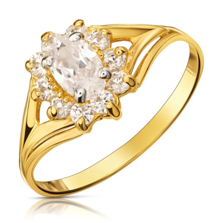 333 gold engagement ring with white zircons P2.982 | GoldJewellery