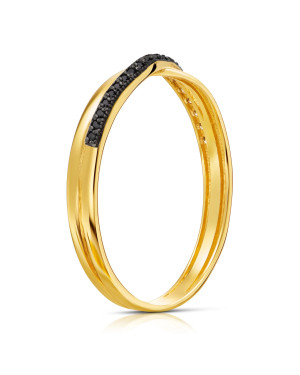 Gold ring with black stones