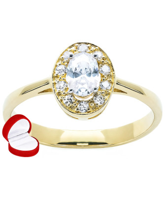 14K Gold Ring with Marquise-Cut Cubic Zirconia