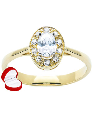 14K Gold Ring with Marquise-Cut Cubic Zirconia