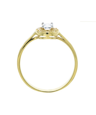 14K Gold Ring with Marquise-Cut Cubic Zirconia