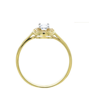 14K Gold Ring with Marquise-Cut Cubic Zirconia