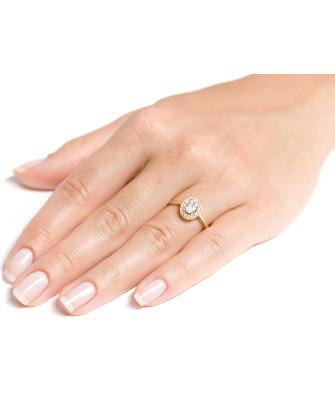 14K Gold Ring with Marquise-Cut Cubic Zirconia