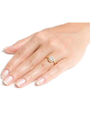 14K Gold Ring with Marquise-Cut Cubic Zirconia
