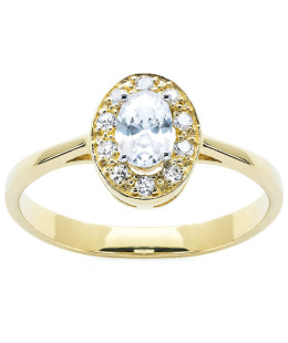 14K Gold Ring with Marquise-Cut Cubic Zirconia