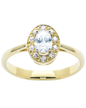 14K Gold Ring with Marquise-Cut Cubic Zirconia