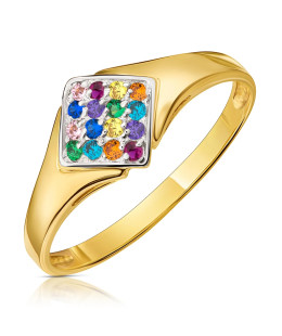 Ring with a square colored stone 14k