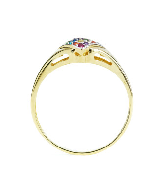 Ring with a square colored stone 14k