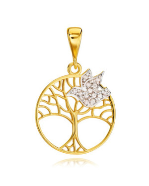 Gold Tree of Happiness Pendant With White Bird 8k – Symbolic & Elegant
