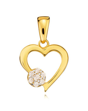 Gold Heart and Flower Pendant With Zirconia 8k – Elegant Romantic Jewellery