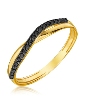 Gold ring with black stones 14k