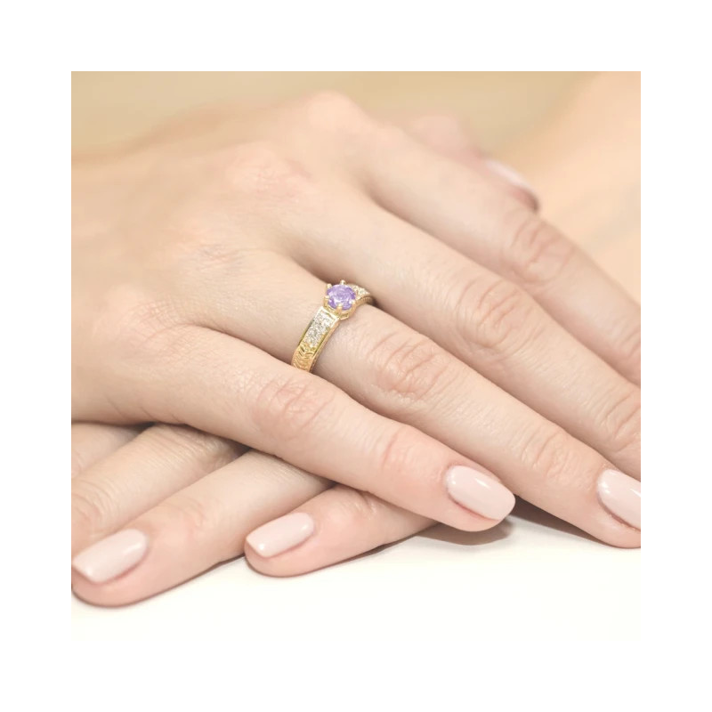 Gold ring with diamond EY-75 amethyst | GoldJewellery Gold ring with diamond EY-75 amethyst | GoldJewellery