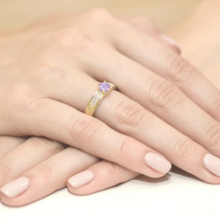 Gold ring with diamond EY-75 amethyst | GoldJewellery
