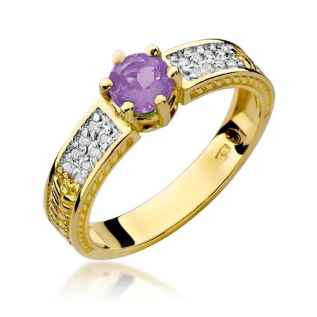 Gold ring with diamond EY-75 amethyst | GoldJewellery