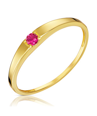Gold ring ruby stone Band 14k hallmark