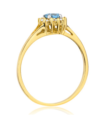 14k gold ring blue flower stone