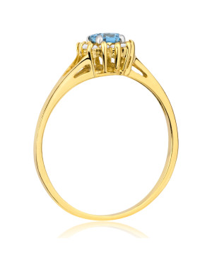14k gold ring blue flower stone