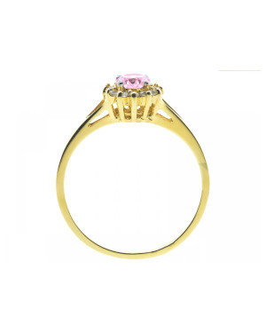 14k gold ring pink stone flower