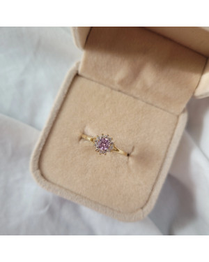 14k gold ring pink stone flower