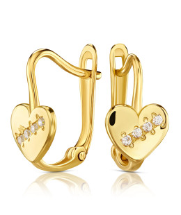 Heart earrings 8k with cubic zirconia