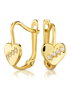 Heart earrings 8k with cubic zirconia
