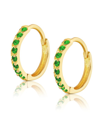 Emerald zirconia gold earrings 8k