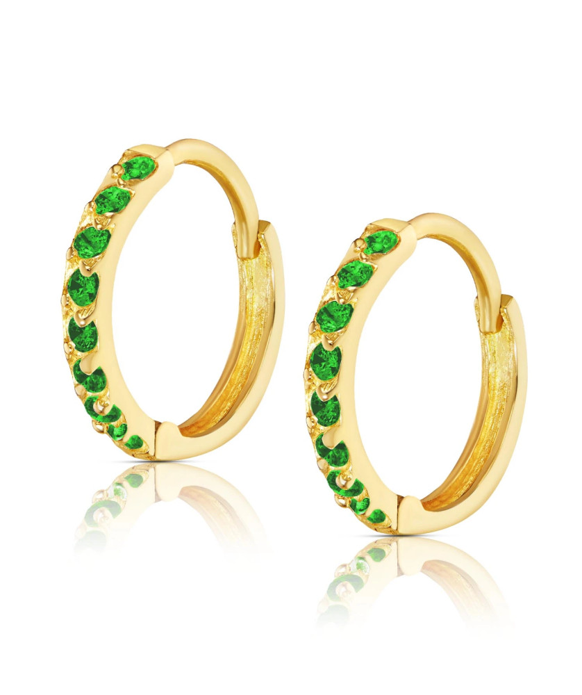 Emerald zirconia gold earrings 8k