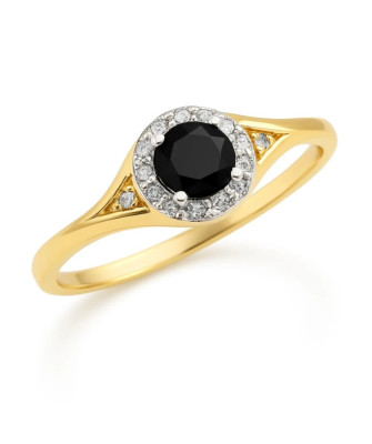 Ring with black stone gold 8k