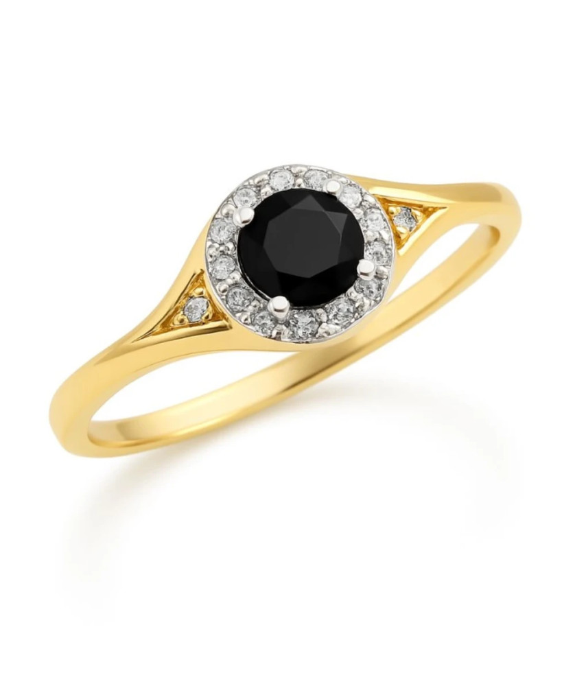 Ring with black stone gold 8k