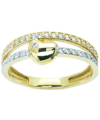 Shiny ring with raised heart 14k
