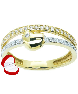 Shiny ring with raised heart 14k