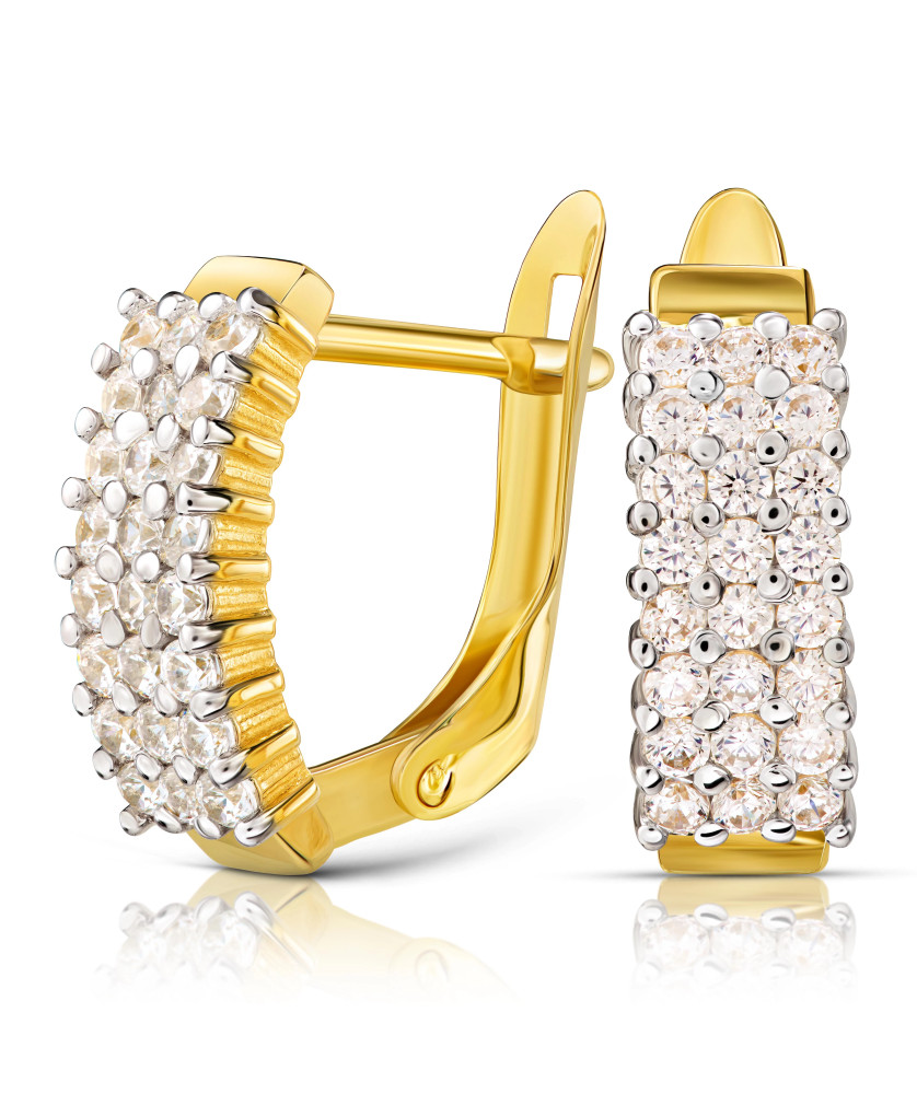 Gold earrings white stones