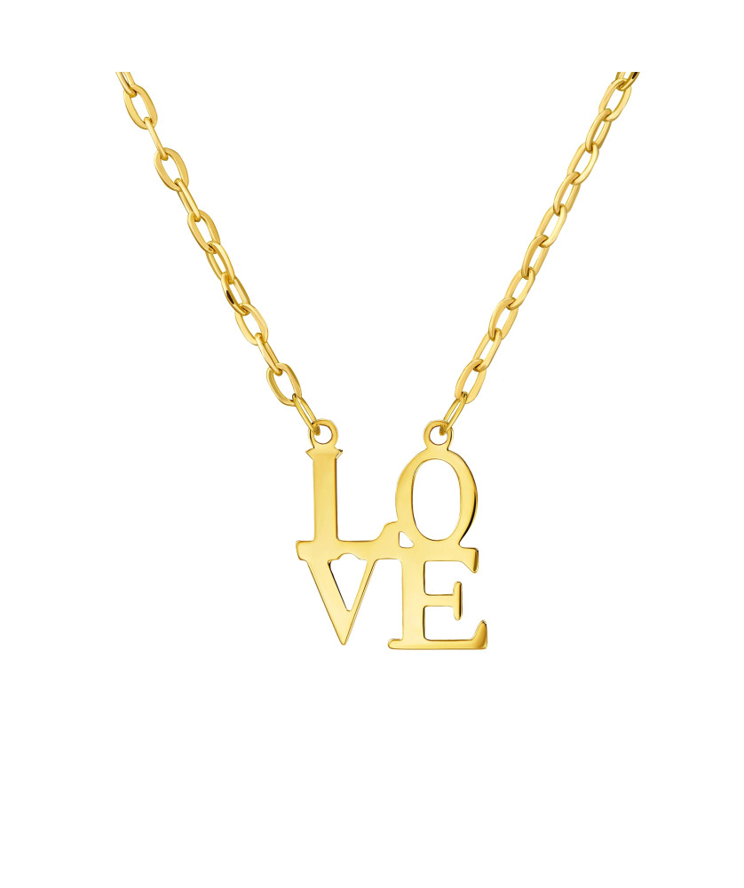 Romantyczny złoty Naszyjnik LOVE próba 14k