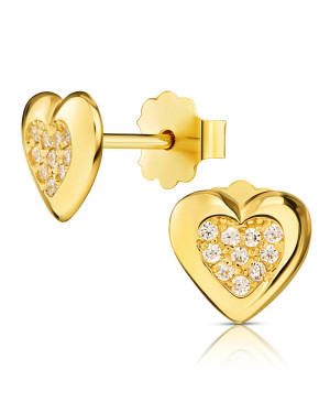 Gold heart stud earrings 8k