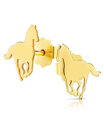 Gold horse stud earrings