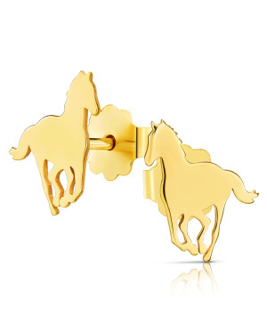 Gold horse stud earrings