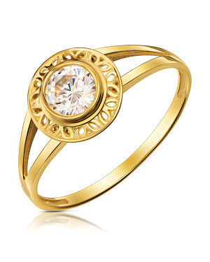 Lacy ring white stone 8k