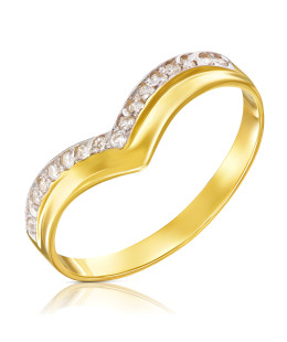 14k gold ring classic design white zircons