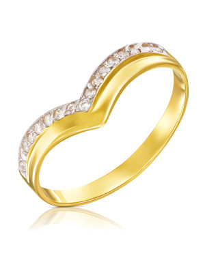 14k gold ring classic design white zircons