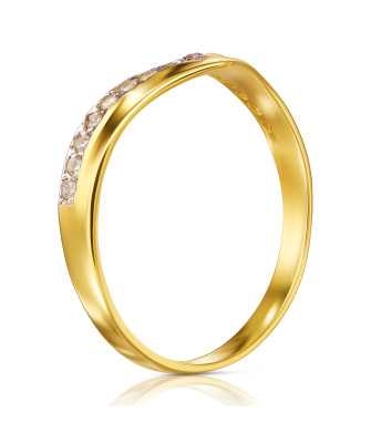 14k gold ring classic design white zircons