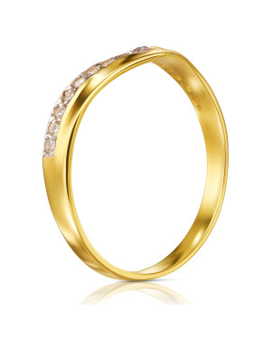 14k gold ring classic design white zircons